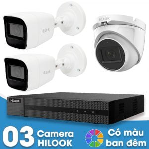 Lắp đặt trọn bộ 3 camera giám sát 2.0MP HiLook - Có màu ban đêm