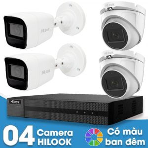 Lắp đặt trọn bộ 4 camera giám sát 2.0MP HiLook - Có màu ban đêm