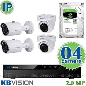 Lắp đặt trọn bộ 4 camera IP giám sát 2.0MP KBvision