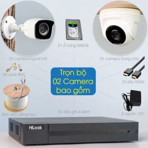 Lắp đặt trọn bộ 2 camera giám sát 2.0MP HiLook