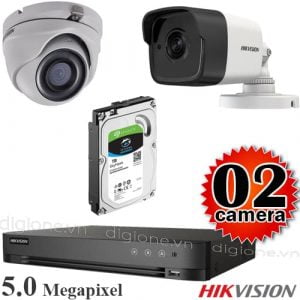 Lắp đặt trọn bộ 2 camera giám sát 5.0MP siêu nét Hikvision