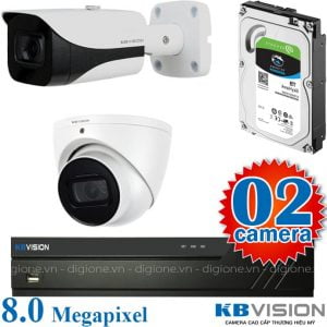 Lắp đặt trọn bộ 2 camera giám sát 8.0M(4K) KBvision (Nghe được âm thanh)