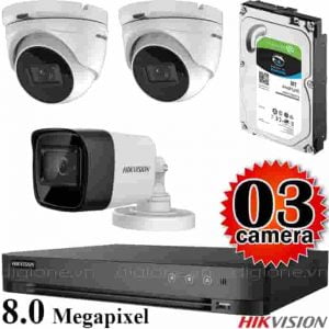 Lắp đặt trọn bộ 3 camera giám sát 8.0M (4K) siêu nét Hikvision