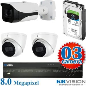 Lắp đặt trọn bộ 3 camera giám sát 8.0MP(4K) KBvision (Nghe được âm thanh)