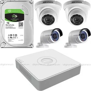 Lắp đặt trọn bộ 4 camera giám sát 2.0M Hikvision