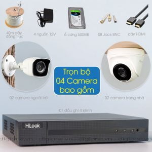 Lắp đặt trọn bộ 4 camera giám sát 2.0MP HiLook