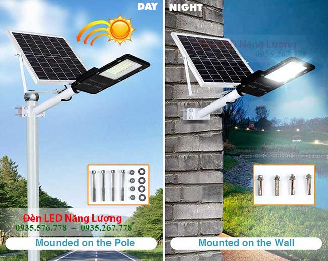 đèn đường năng lượng có điều khiển tự động bật khi tối tắt khi sáng