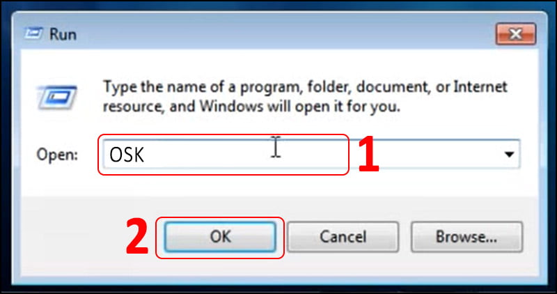 Nhập OSK > Chọn OK.