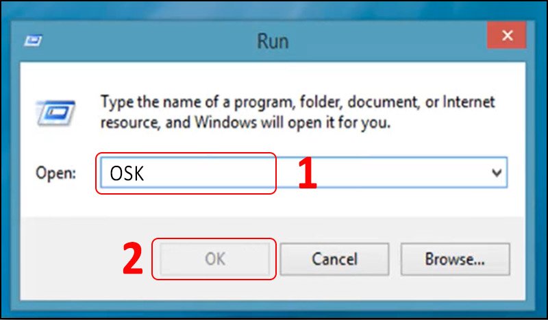 Nhập OSK > Chọn OK.