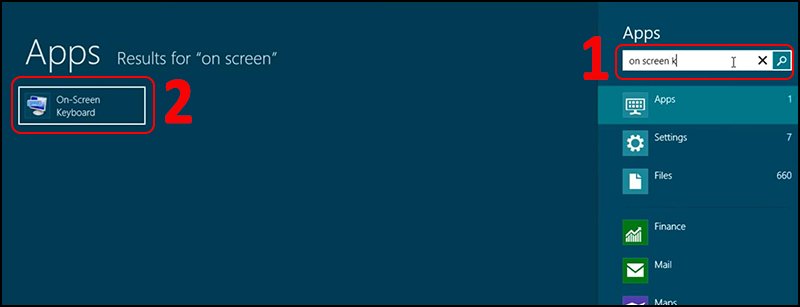 Vào ứng dụng On-screen Keyboard.