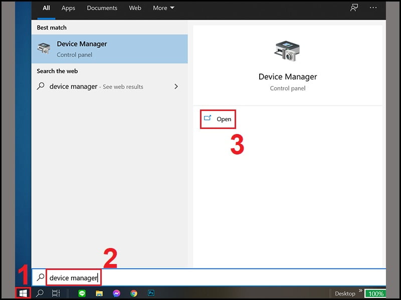 Mở Device Manager