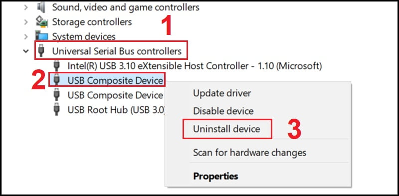 Gỡ cài đặt driver USB