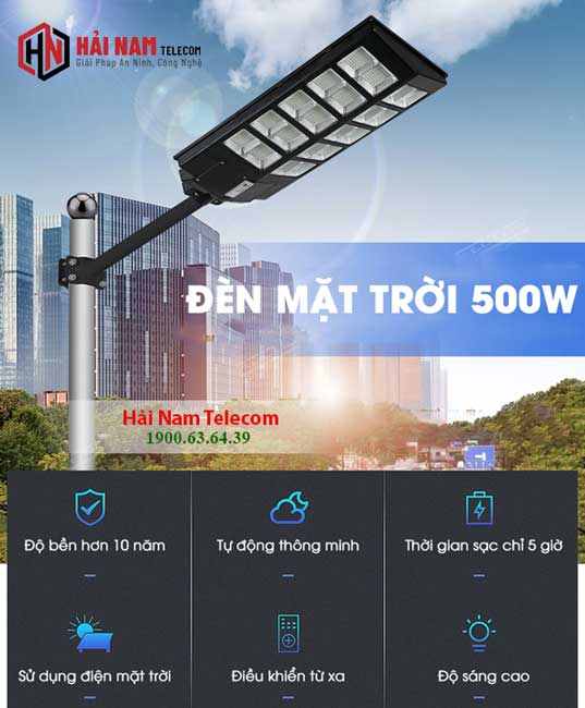 Đèn Đường Năng Lượng Mặt Trời 500W MD-2X66500B20 liền thể